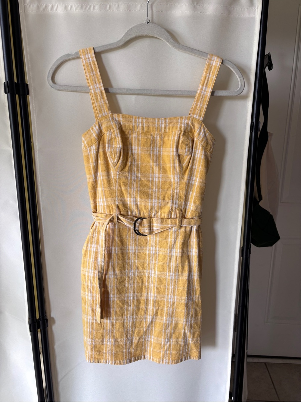 Hollister Yellow Plaid Belted Mini Dress